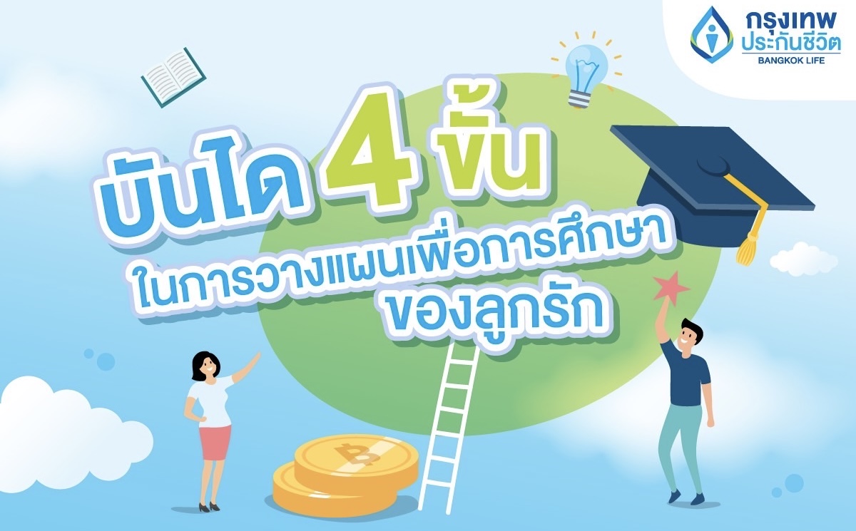 กรุงเทพประกันชีวิตแชร์ บันได 4 ขั้นในการวางแผนเพื่อการศึกษาของลูกรัก